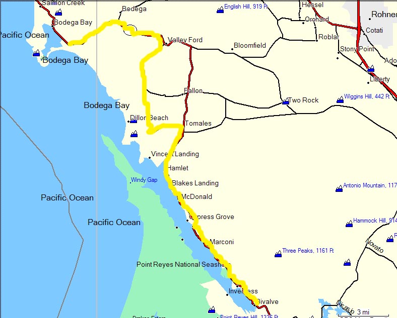 map of california coast. Biking Northern California